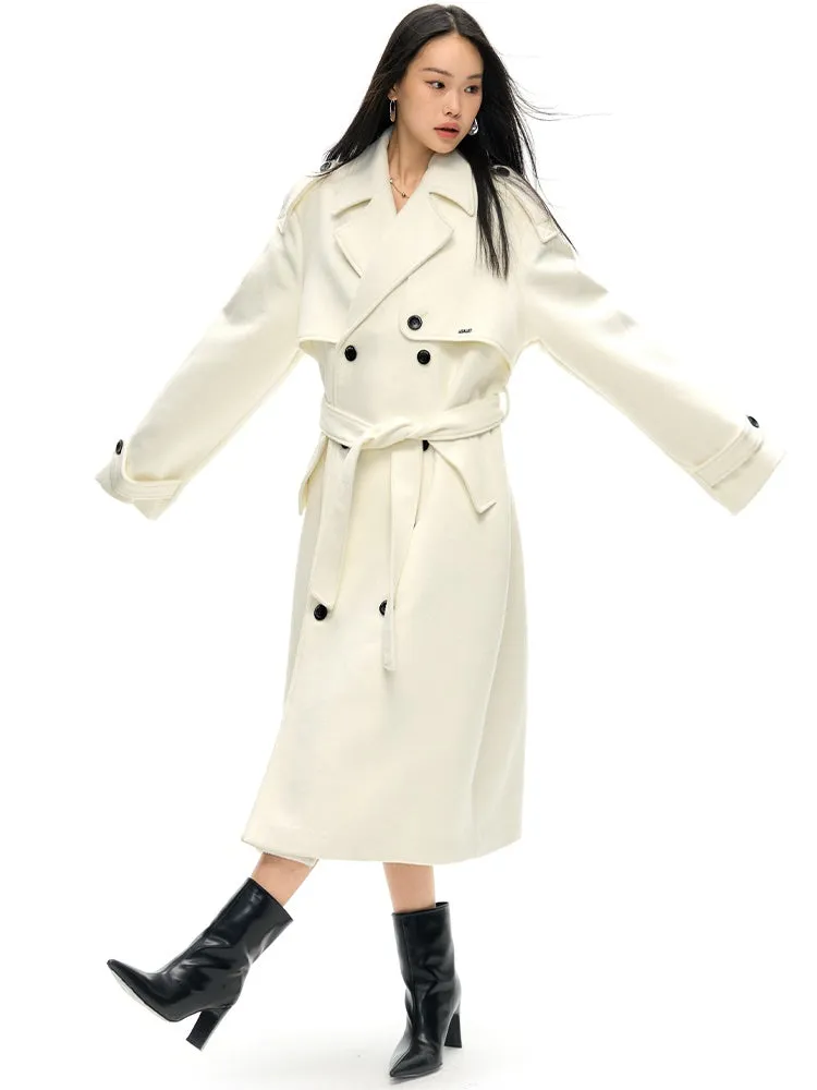 Trench Design Double-Breasted Long Coat