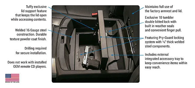 Tuffy Security Console Insert w/Fixed Floor OEM Console - 2010-2019 Ram 1500/2500/3500