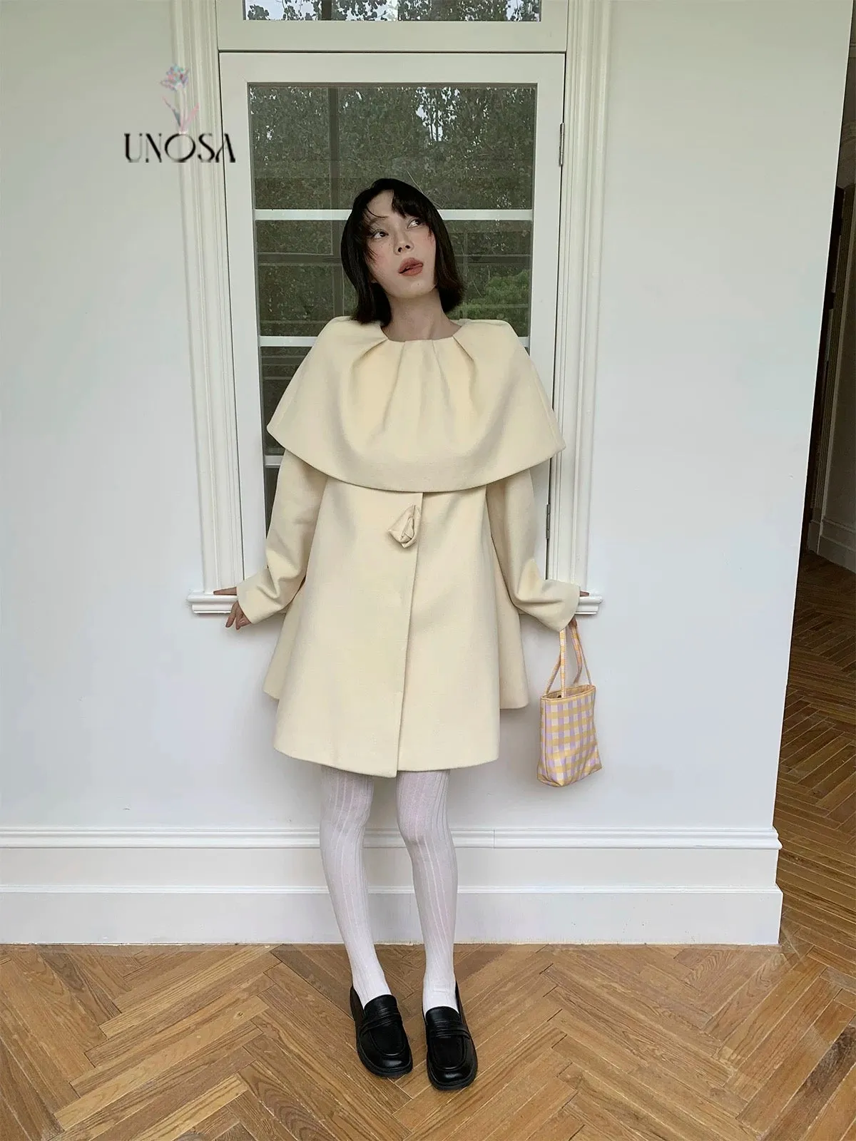 [UNOSA] Flowery Girls Club - Princess Style A-line Wool Coat