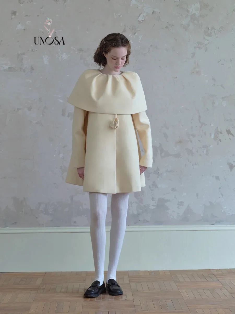 [UNOSA] Flowery Girls Club - Princess Style A-line Wool Coat