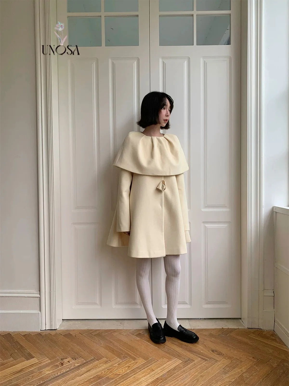 [UNOSA] Flowery Girls Club - Princess Style A-line Wool Coat