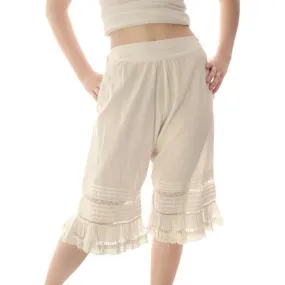 Vintage Antique Ladies Bloomers White Cotton Fancy 26" Waist Small