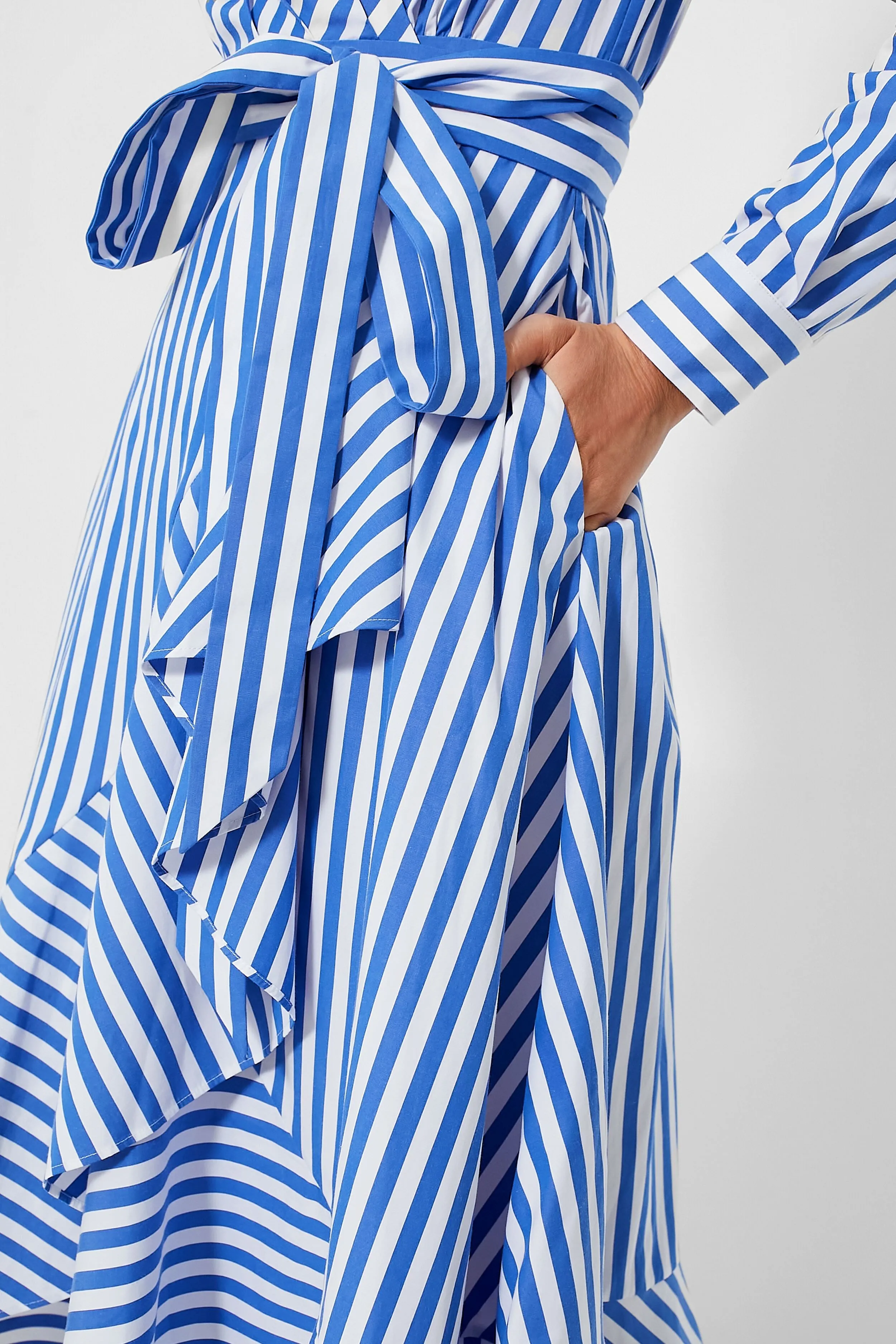 Wild Blue Iris and Fresh White Julia Stripe Wrap Dress