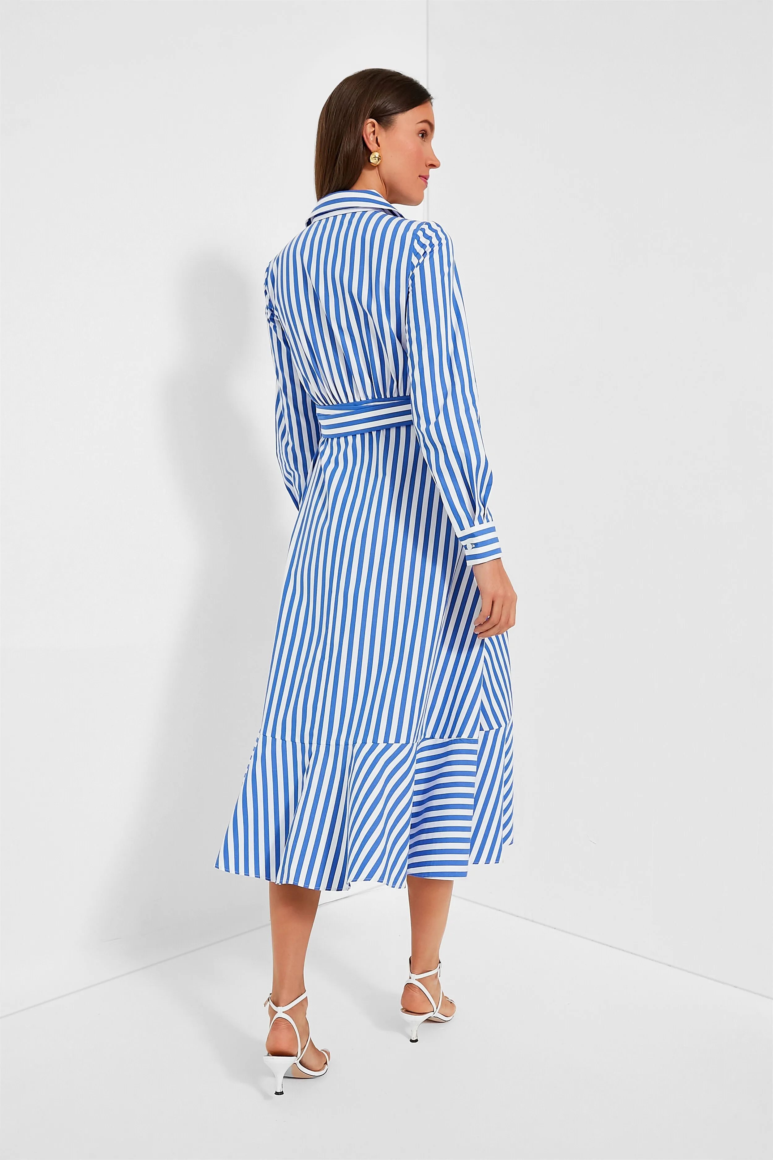 Wild Blue Iris and Fresh White Julia Stripe Wrap Dress