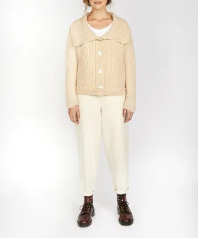 Willow Cropped Aran Cardigan Oatmeal Marl