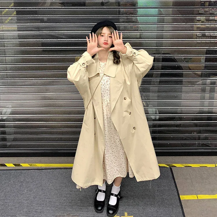 Wjczt Trench Women Leisure Loose All-match Y2K Youth Fashion Windbreak Solid Outwear Clothes Elegant British Classical Double Breasted