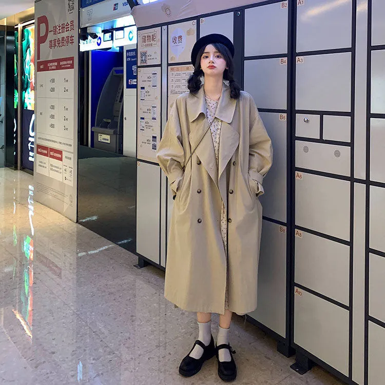 Wjczt Trench Women Leisure Loose All-match Y2K Youth Fashion Windbreak Solid Outwear Clothes Elegant British Classical Double Breasted
