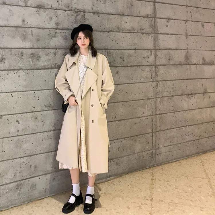 Wjczt Trench Women Leisure Loose All-match Y2K Youth Fashion Windbreak Solid Outwear Clothes Elegant British Classical Double Breasted