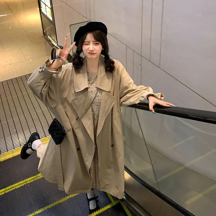 Wjczt Trench Women Leisure Loose All-match Y2K Youth Fashion Windbreak Solid Outwear Clothes Elegant British Classical Double Breasted