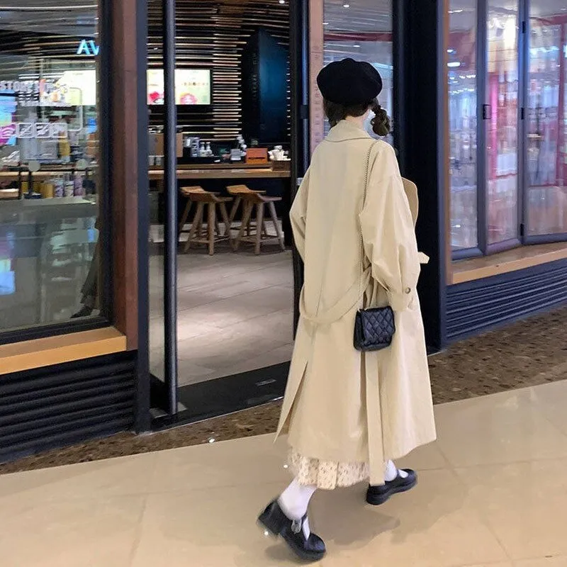 Wjczt Trench Women Leisure Loose All-match Y2K Youth Fashion Windbreak Solid Outwear Clothes Elegant British Classical Double Breasted