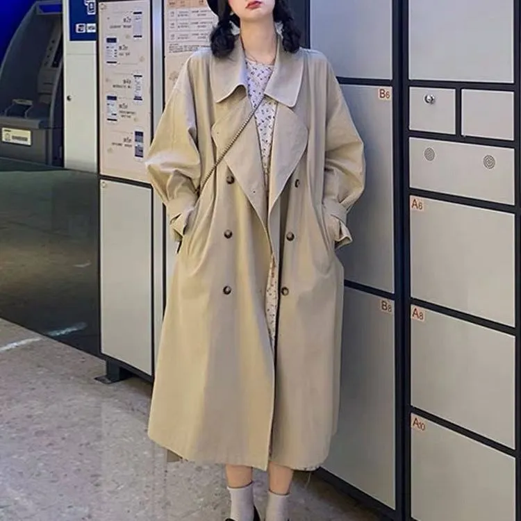 Wjczt Trench Women Leisure Loose All-match Y2K Youth Fashion Windbreak Solid Outwear Clothes Elegant British Classical Double Breasted