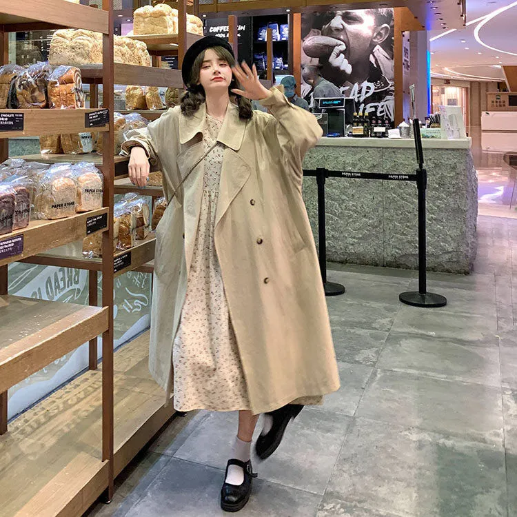 Wjczt Trench Women Leisure Loose All-match Y2K Youth Fashion Windbreak Solid Outwear Clothes Elegant British Classical Double Breasted