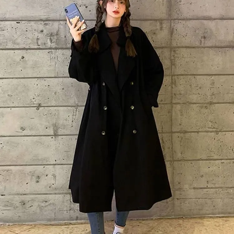Wjczt Trench Women Leisure Loose All-match Y2K Youth Fashion Windbreak Solid Outwear Clothes Elegant British Classical Double Breasted