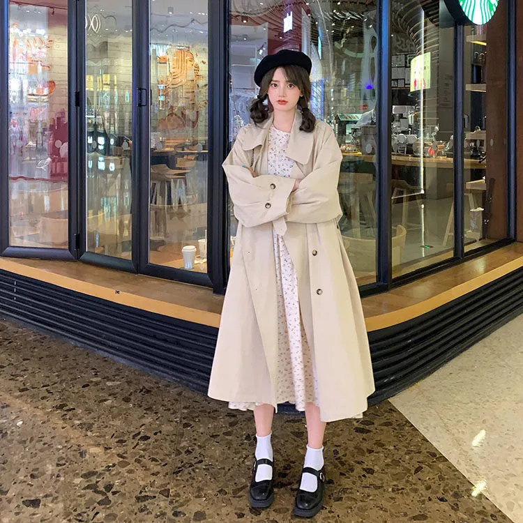 Wjczt Trench Women Leisure Loose All-match Y2K Youth Fashion Windbreak Solid Outwear Clothes Elegant British Classical Double Breasted