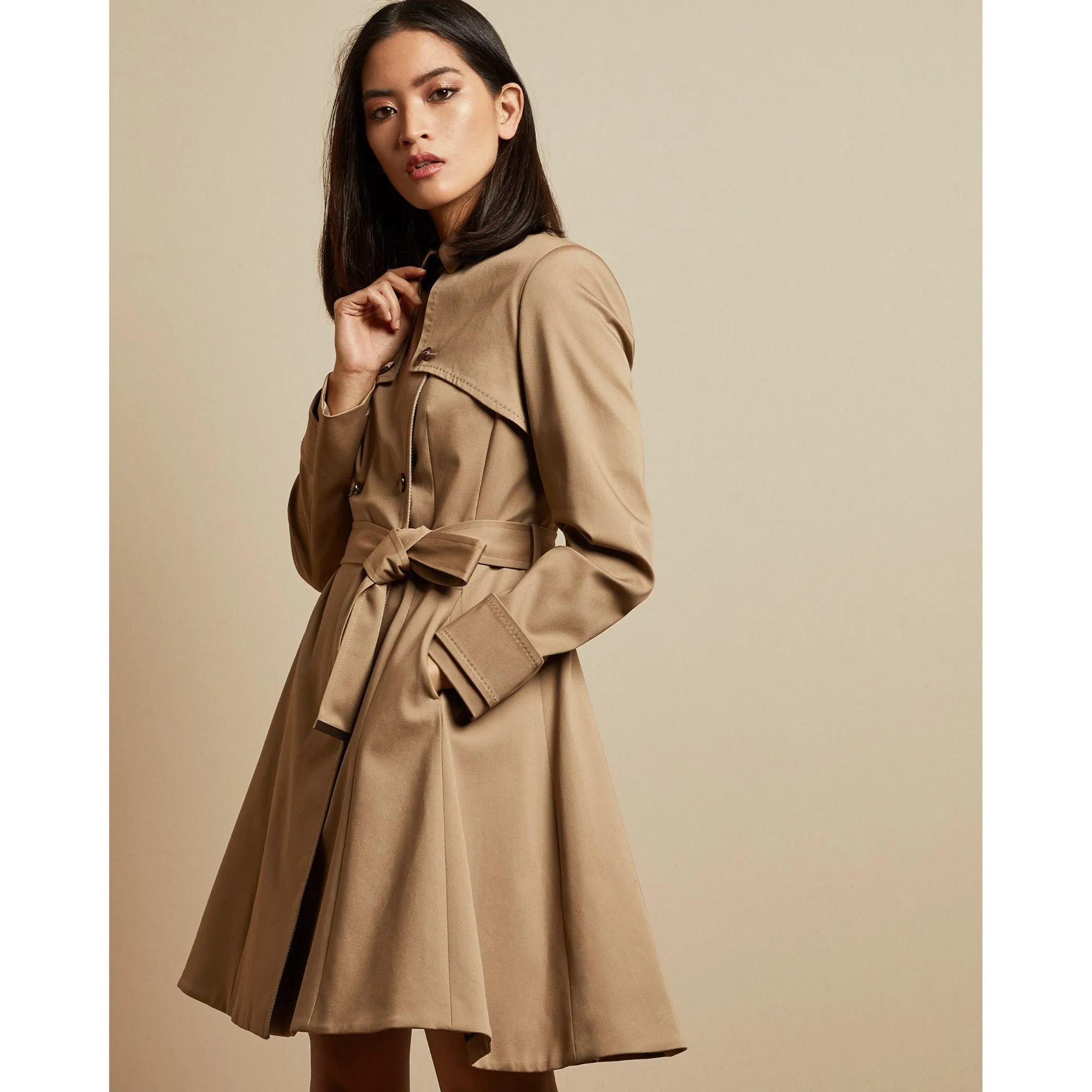 Women Pandura-Fitted Mac Coat - Tan