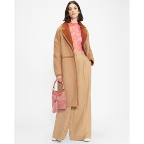 Women Wmo-Joanahh-Oversized Wool Cocoon Coat - Camel
