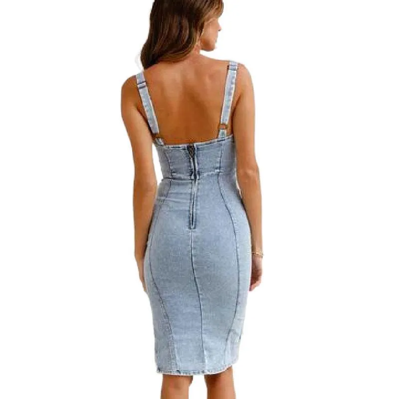 Women's Denim Button Front Dress