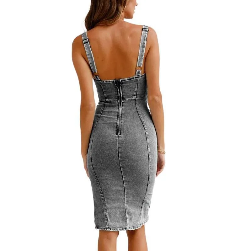 Women's Denim Button Front Dress