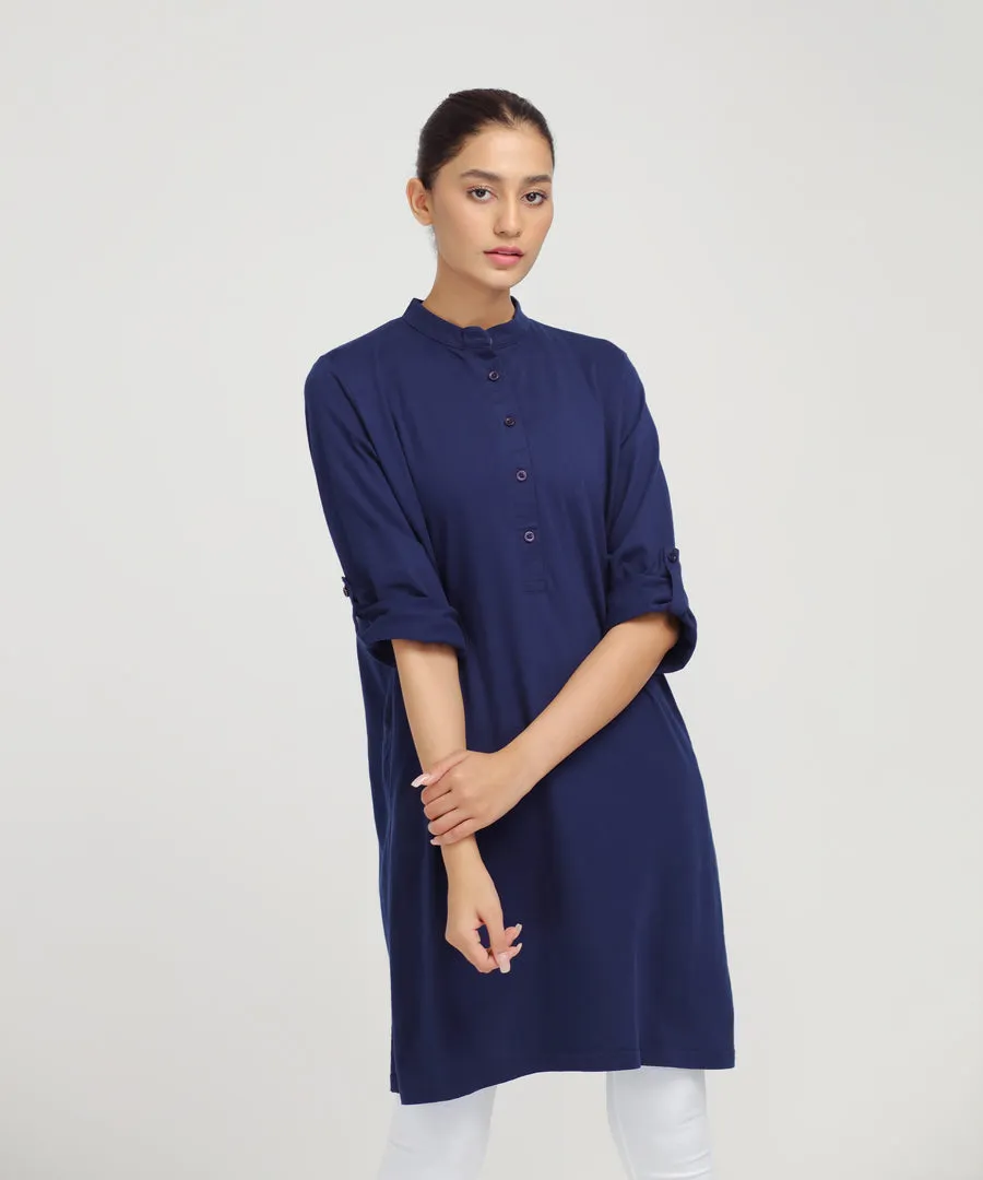 Women's Roll Up Sleeve Tunic Shirt