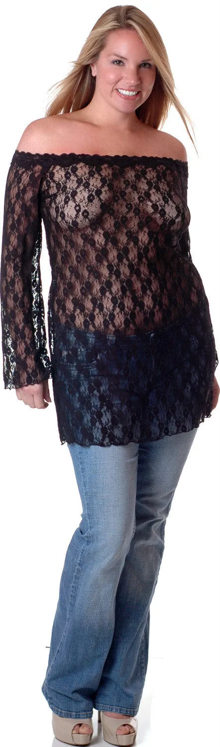 Women's Stretch Lace Babydoll/Mini Dress with Thong #5181