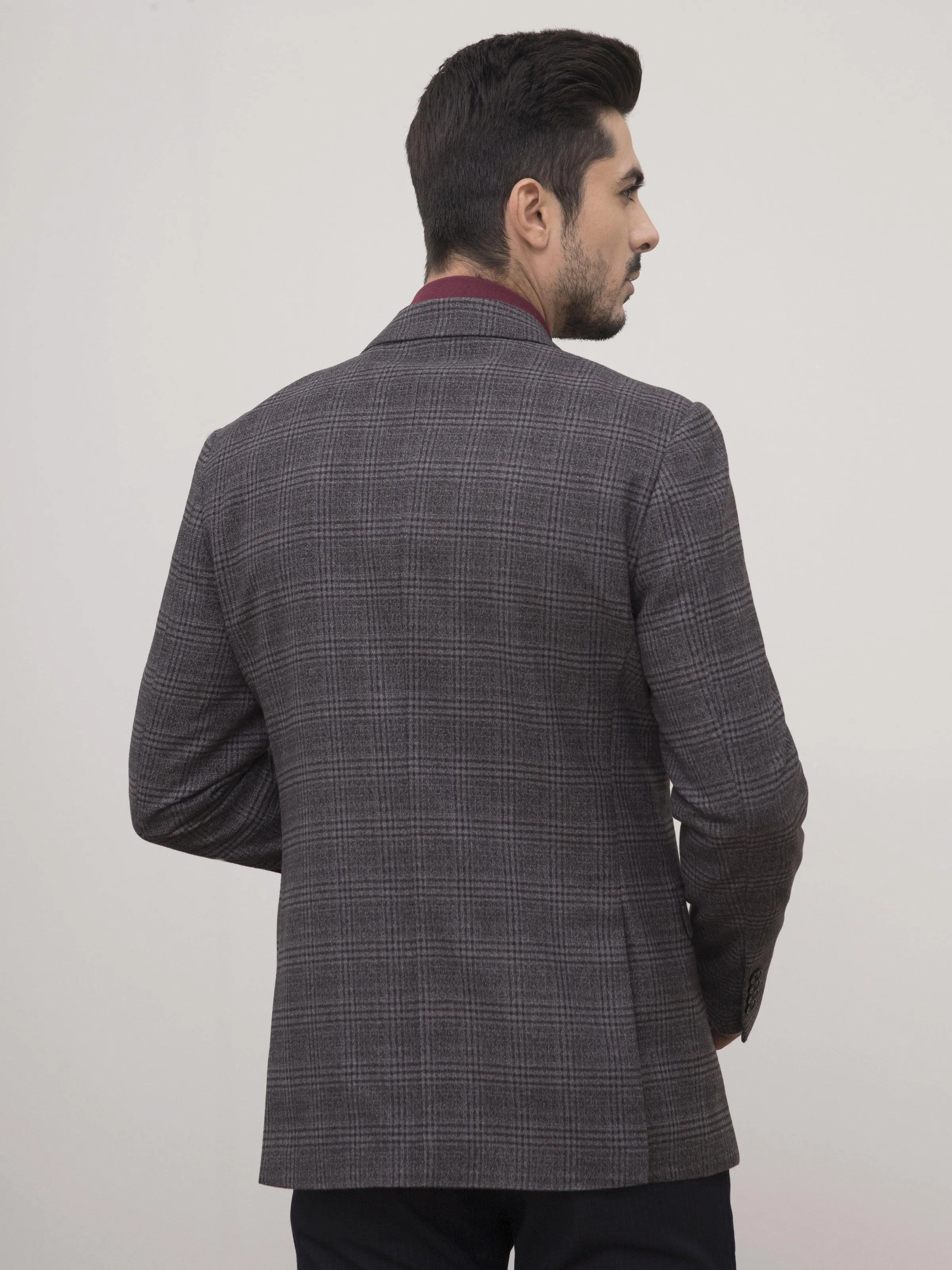 WOOLEN COAT 2 BUTTON SLIM FIT GREY BLACK