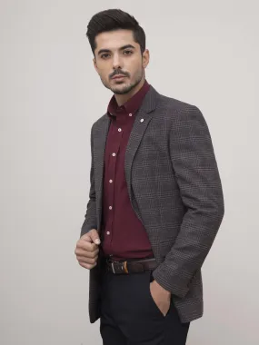 WOOLEN COAT 2 BUTTON SLIM FIT GREY BLACK