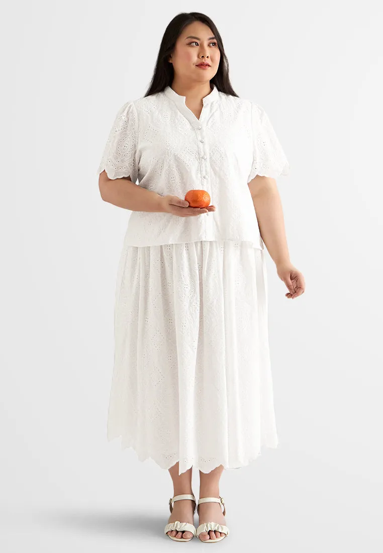 Yun CNY Eyelet Midi Skirt