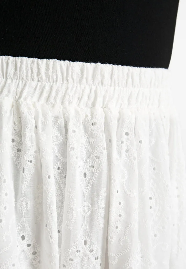 Yun CNY Eyelet Midi Skirt