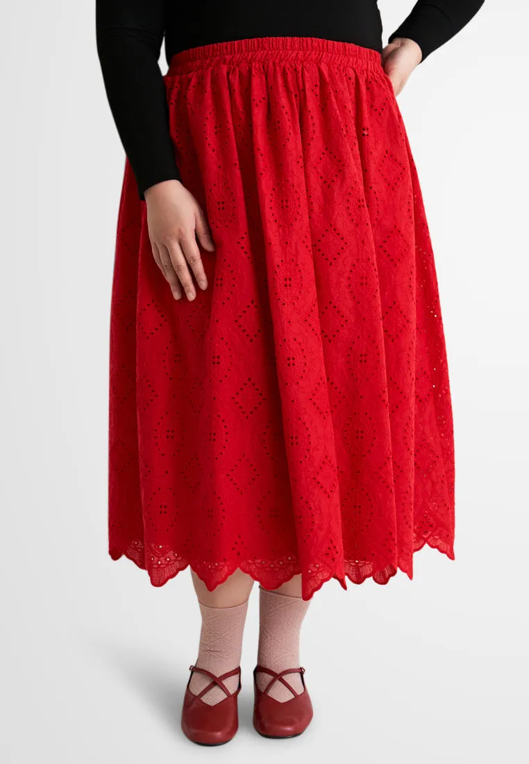Yun CNY Eyelet Midi Skirt