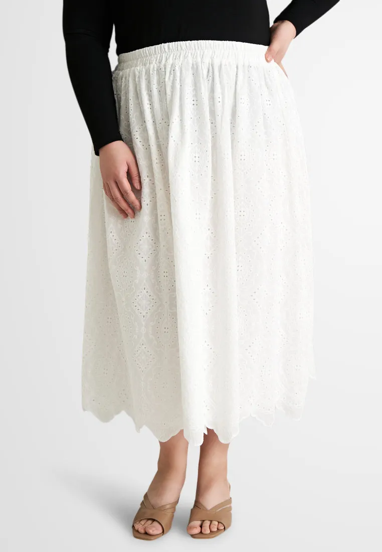 Yun CNY Eyelet Midi Skirt