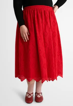 Yun CNY Eyelet Midi Skirt