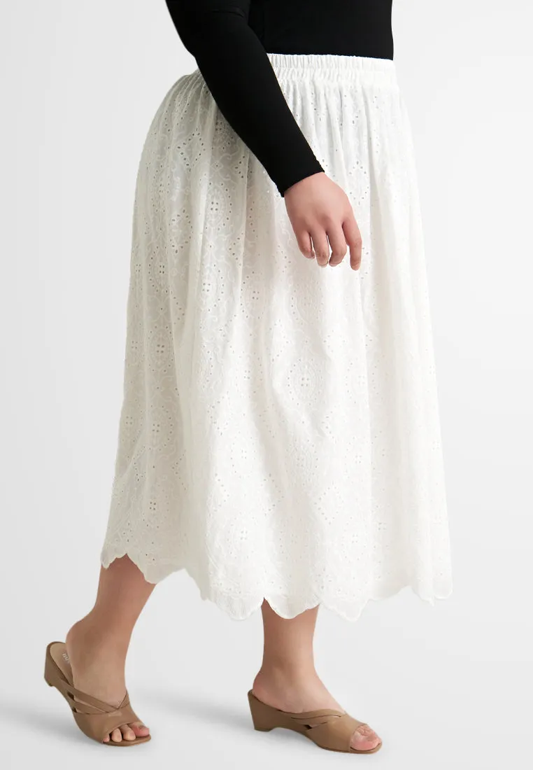 Yun CNY Eyelet Midi Skirt