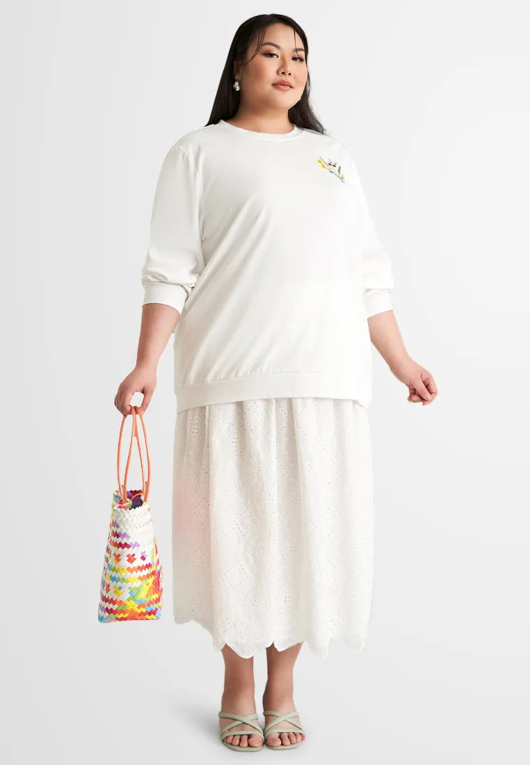 Yun CNY Eyelet Midi Skirt