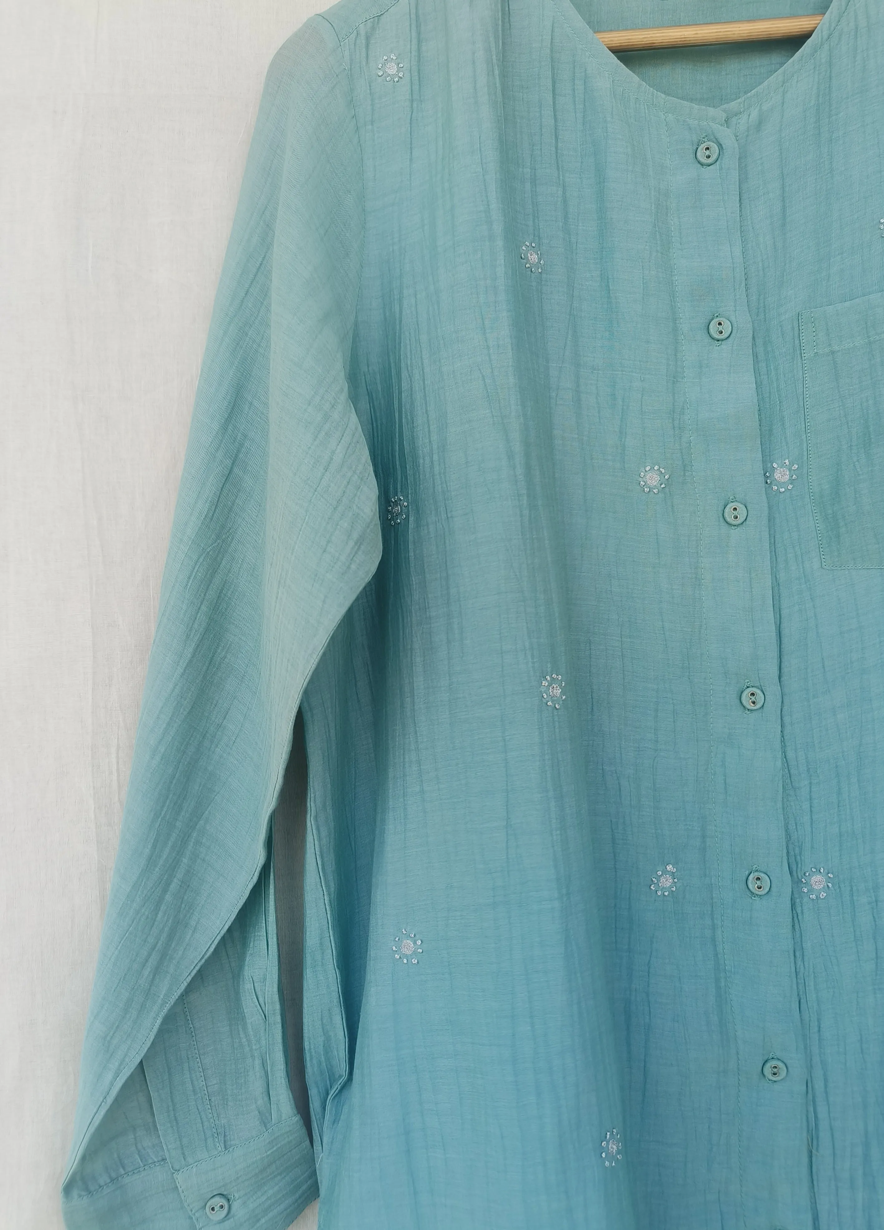 Zoya Button-down Embroidered Long Shirt